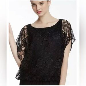 Alice + Olivia Cheryl Black Lace Blouse Size S C3